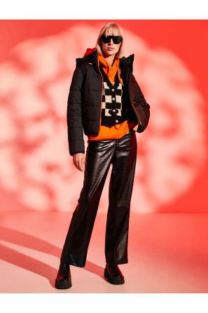  کاپشن پفي کوتاه يقه پايه Koton مشکي