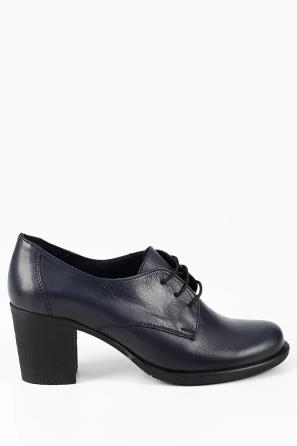 کفش زنانه بند دار  پاشنه متوسط  پنجه گرد چرم اصل POST(R) سورمه اي